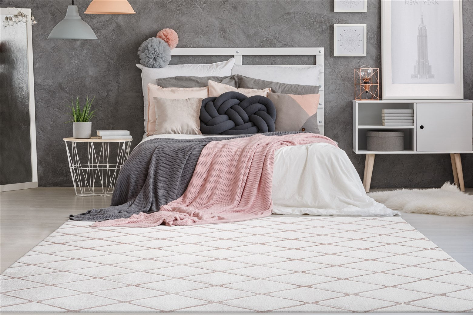Vivica 200 Weiß / Rosé 160cm x 230cm